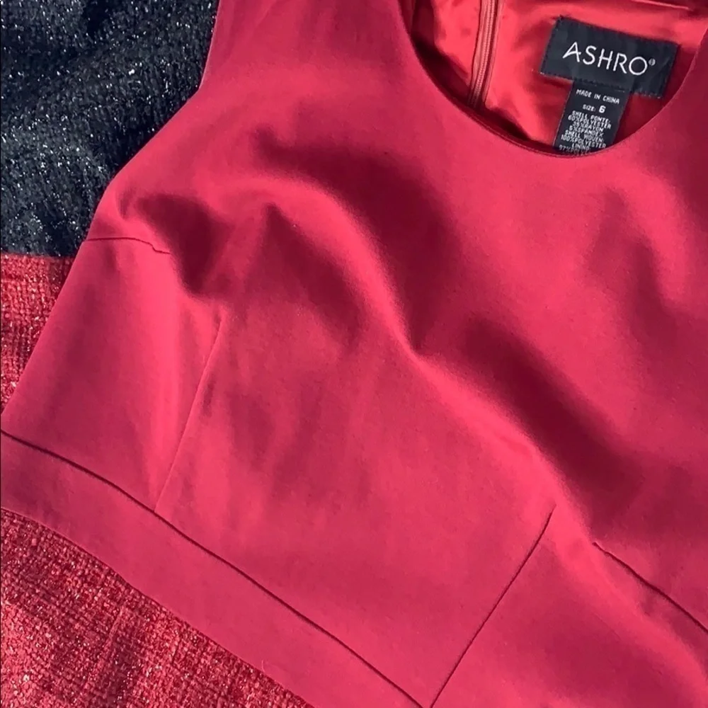 Ashro Tweed Color blocked Overcoat & Matching Dress women’s Size 6 medium set